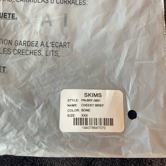 SKIMS Bone Cheeky Brief NWT/Bag never opened/XXS - Picture 3 of 3